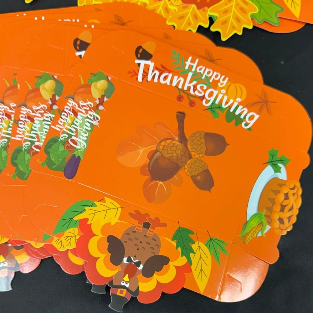 24 pack party trays Thanksgiving Themed Party Plates - Orange 12 of each design